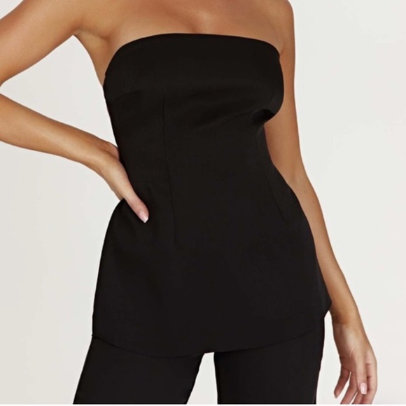 MESHKI ~ Astrid Strapless Back Tie Top - Black - Picture 2 of 8